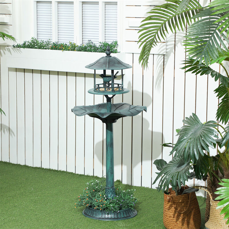 Pedestal Tall Bird Bath &ndash; Outdoor Decorative Fountain for Backyard & Garden image number 6