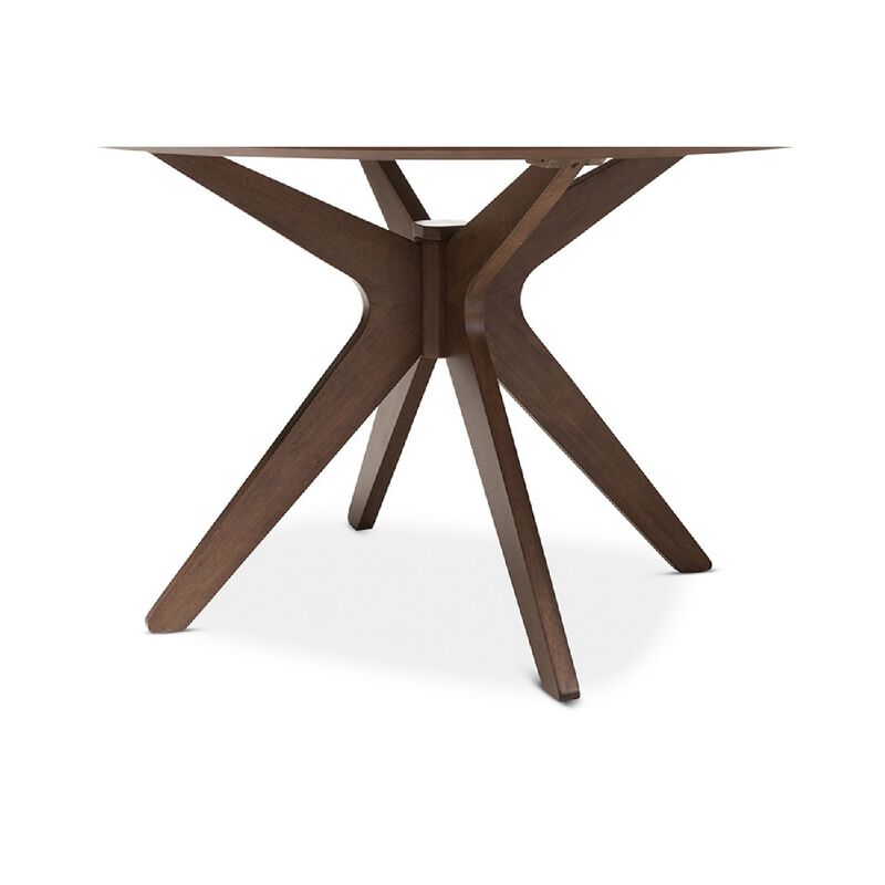 Baxton Studio Monte Walnut Wood 47-Inch Round Dining Table