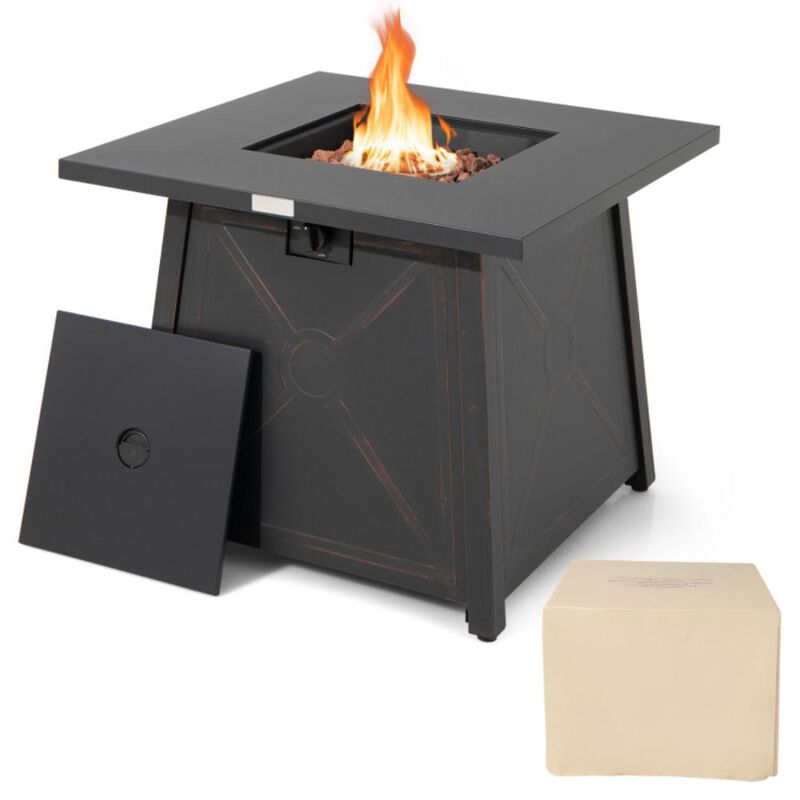 Hivvago Square Propane Gas Fire Table with Waterproof Cover