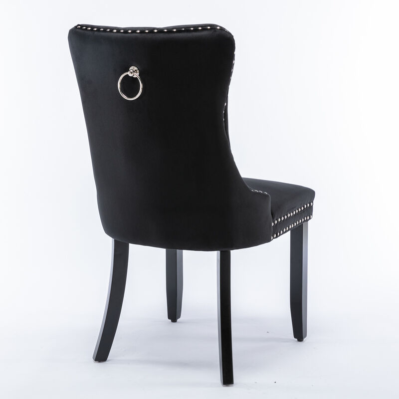 Streamdale Contemporary Velvet Dining Chairs, Black, 2-Pcs Set image number 5
