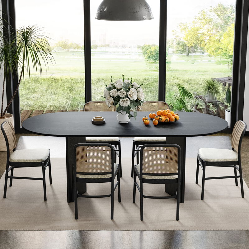 Brix 67V-Shaped Leg Oval Wooden Dining Table in BLACK Color(Seats 6).