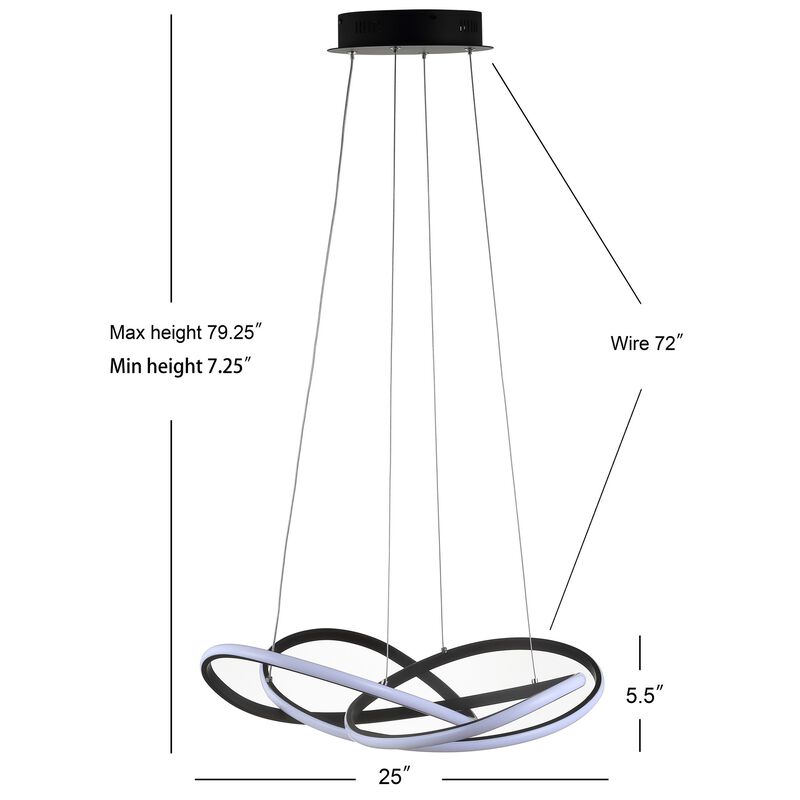 Alexia 25" Abstract Integrated LED Metal Adjustable Pendant