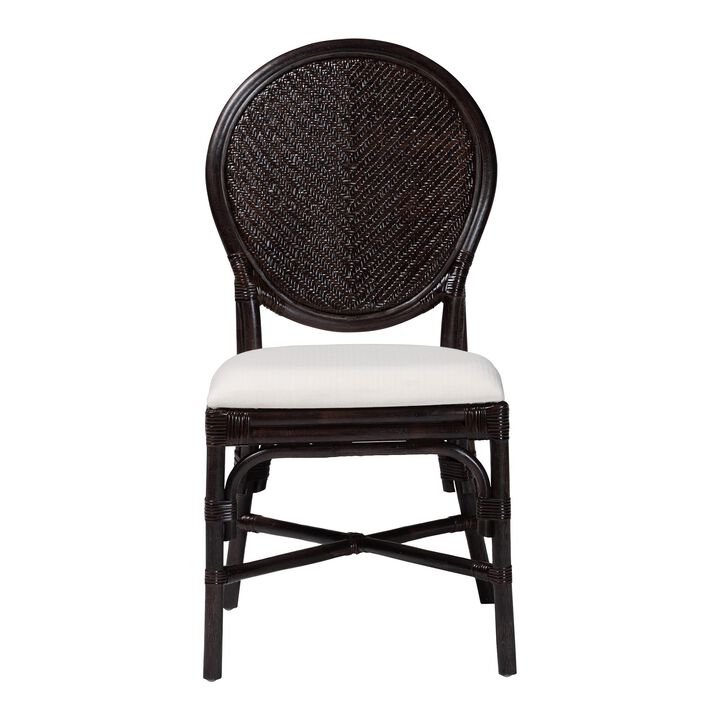 bali & pari Elmer Natural Rattan Dining Chair - Handwoven Wicker Accent Chair with Cushioned seat for Kitchen or Dining Room
