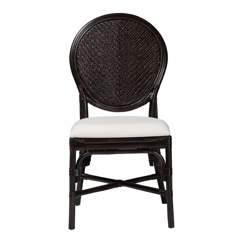 bali & pari Elmer Natural Rattan Dining Chair - Handwoven Wicker Accent Chair with Cushioned seat for Kitchen or Dining Room image number 1