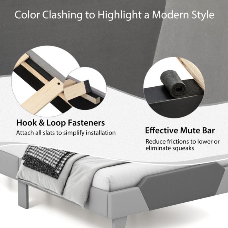 Hivvago Velvet Upholstered Bed Frame with High Headboard image number 7