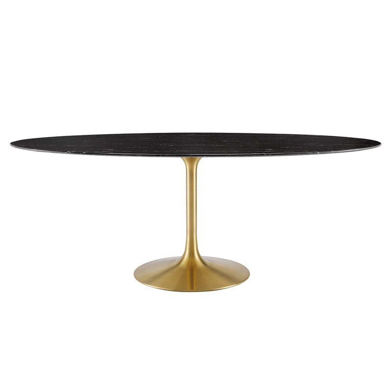 Modway - Lippa 78" Oval Artificial Marble Dining Table Gold Black