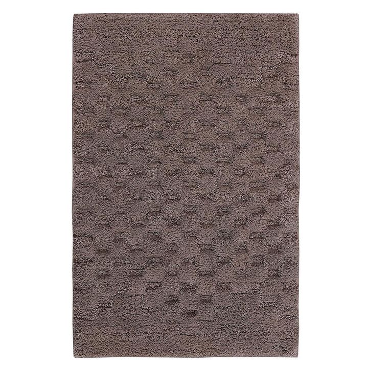 Knightsbridge Luxurious Block Pattern High Quality Year Round Cotton With Non-Skid Back Bath Rug 20" X 30" Stone