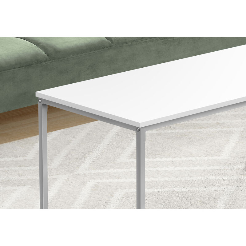 Monarch Specialties I 3795 Coffee Table, Accent, Cocktail, Rectangular, Living Room, 40"L, Metal, Laminate, White, Grey, Contemporary, Modern