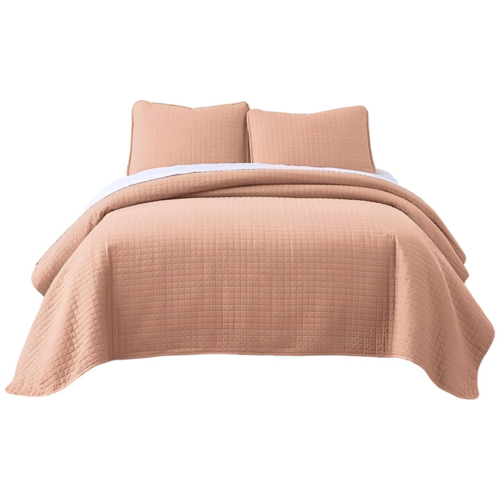 Cozy Blush Lightweight Microfiber Quilt Set – 2-Piece Bedding