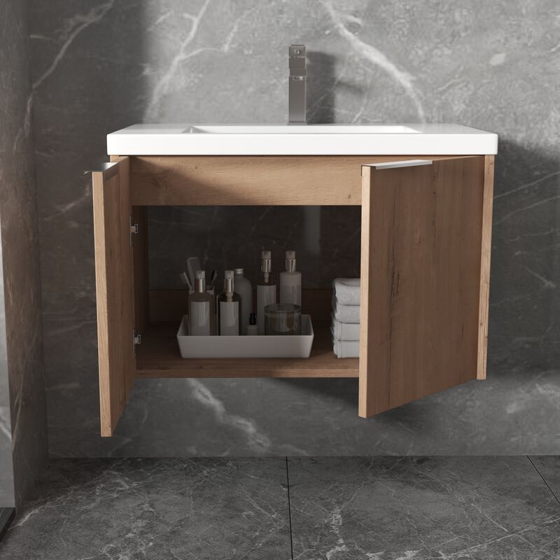 ELEMENT ACE Soft Close Doors Floating Bathroom Vanity With Resin Sink For Modern Bathroom Storage image number 5
