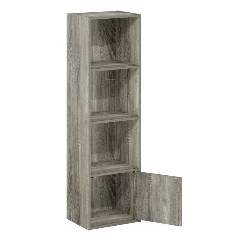 Furinno Luder Shelf Bookcase with 1 Door Storage Cabinet, French Oak