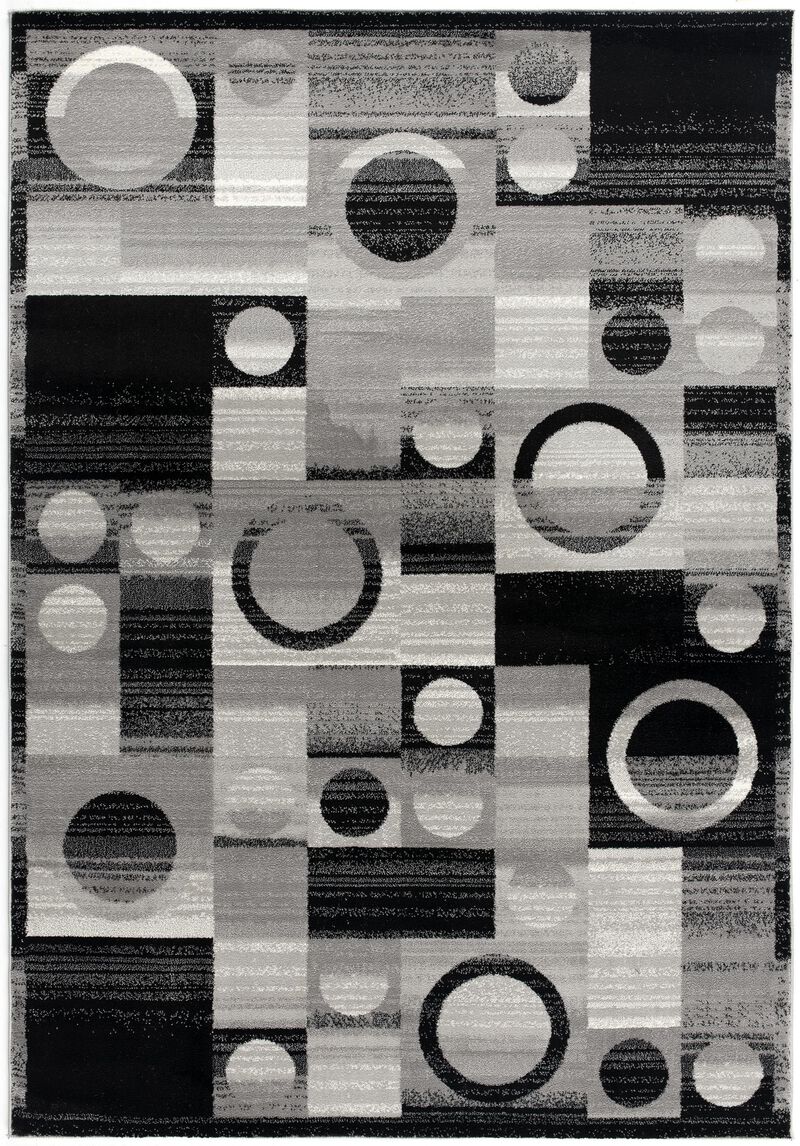 Montage Modern Geometric Checkered Black Grey Indoor Area Rug