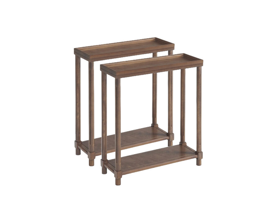 Set of 2 Wood Rectangular End Tables with Shelf, Compact Side Tables for Any Room
