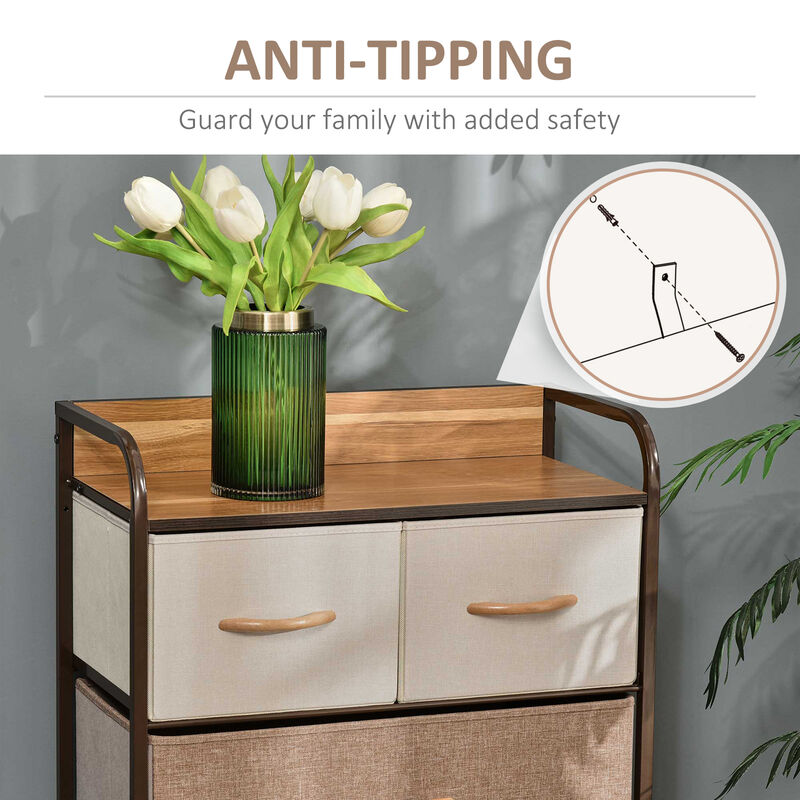 Hivvago 5-Drawer Fabric Storage Dresser with Steel Frame image number 6