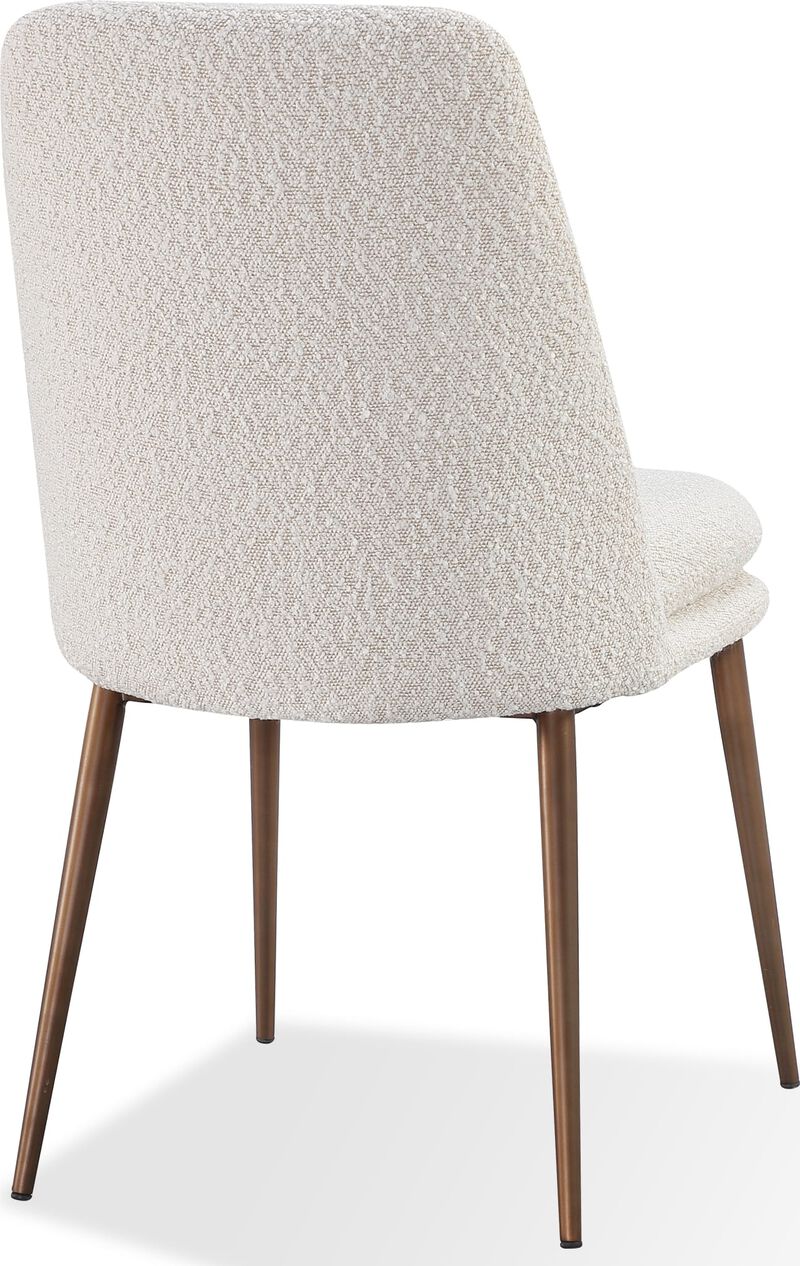 Wyatt Upholstered Dining Chair in Ricotta Boucle and Bronze Metal - Set of 2