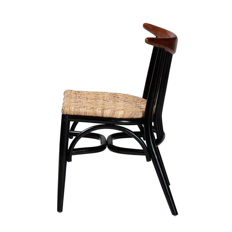 Bali & Pari Parthenia Two-Tone Black and Walnut Brown Finished Dining Chair
