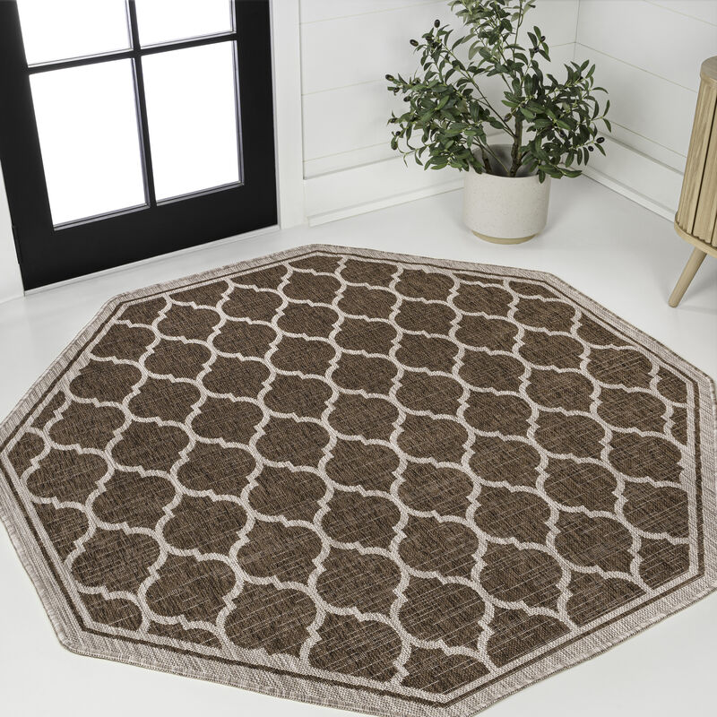 Trebol Moroccan Trellis Textured Weave Octagon Indoor/Outdoor Area Rug