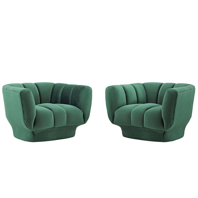 Entertain Vertical Channel Tufted Performance Velvet Armchair Set of 2 image number 0