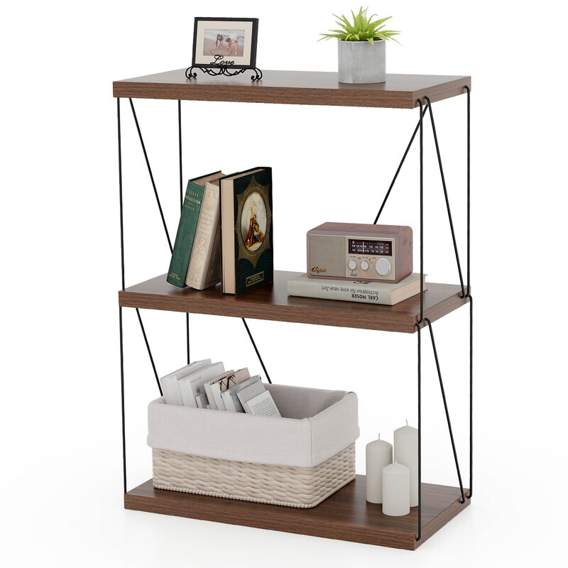 Multipurpose Display Rack with Metal Frame, Tiered Shelving