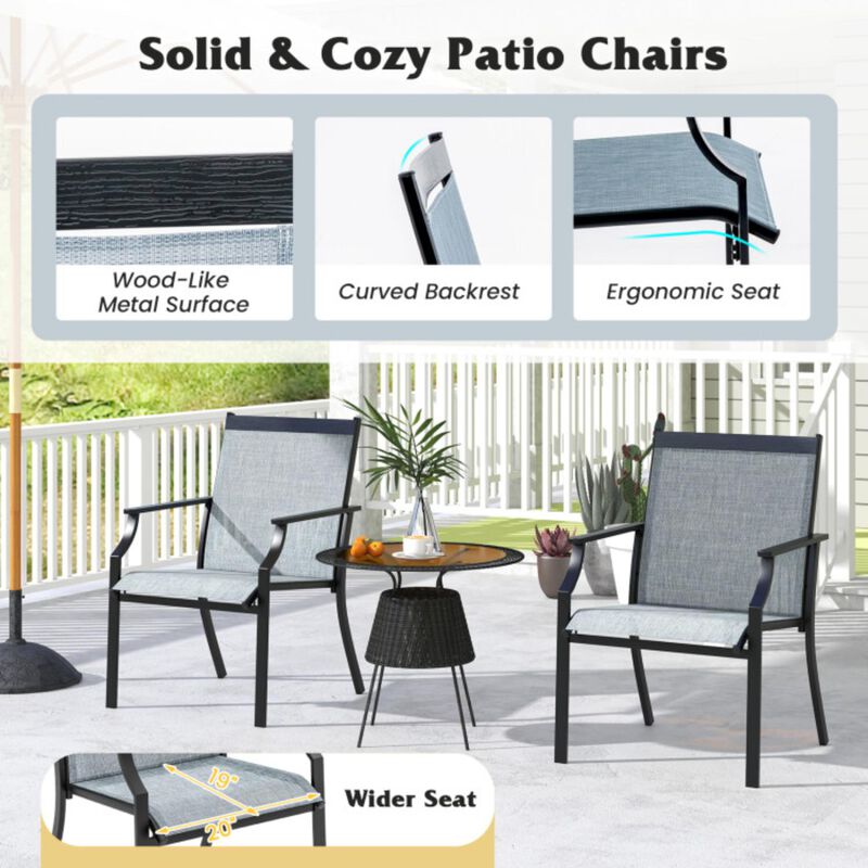 Hivvago 4 Piece Patio Dining Chairs Large Outdoor Chairs with Breathable Seat and Metal Frame