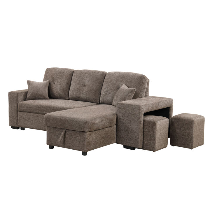 Streamdale Knox Charcoal Sectional Sofa Bed with Storage Chaise