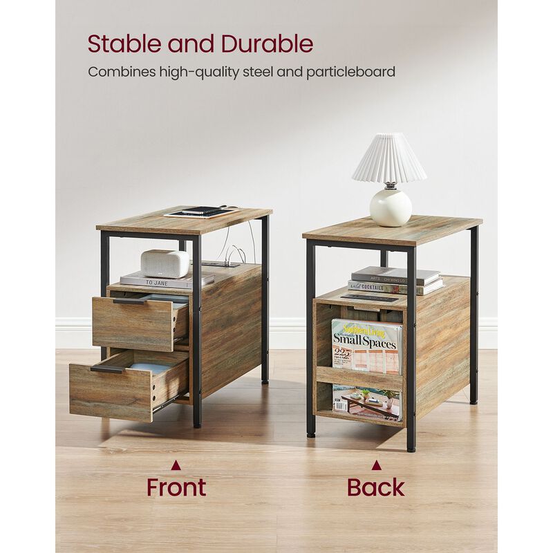 Side Table with Charging Station for Convenient Power Access and Modern Design