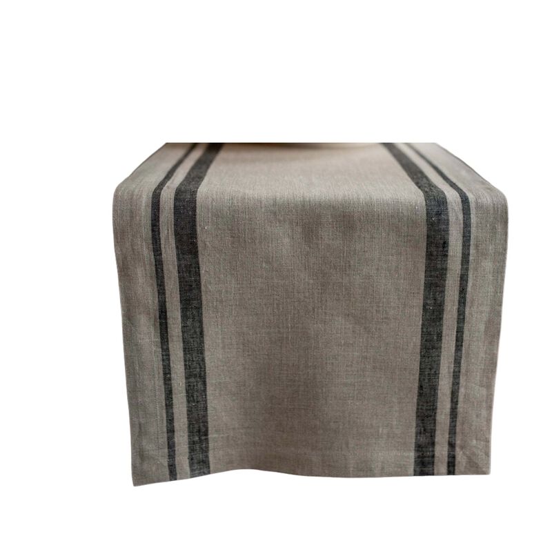 Solino Home 100% Pure Linen Table Runner - French Stripe