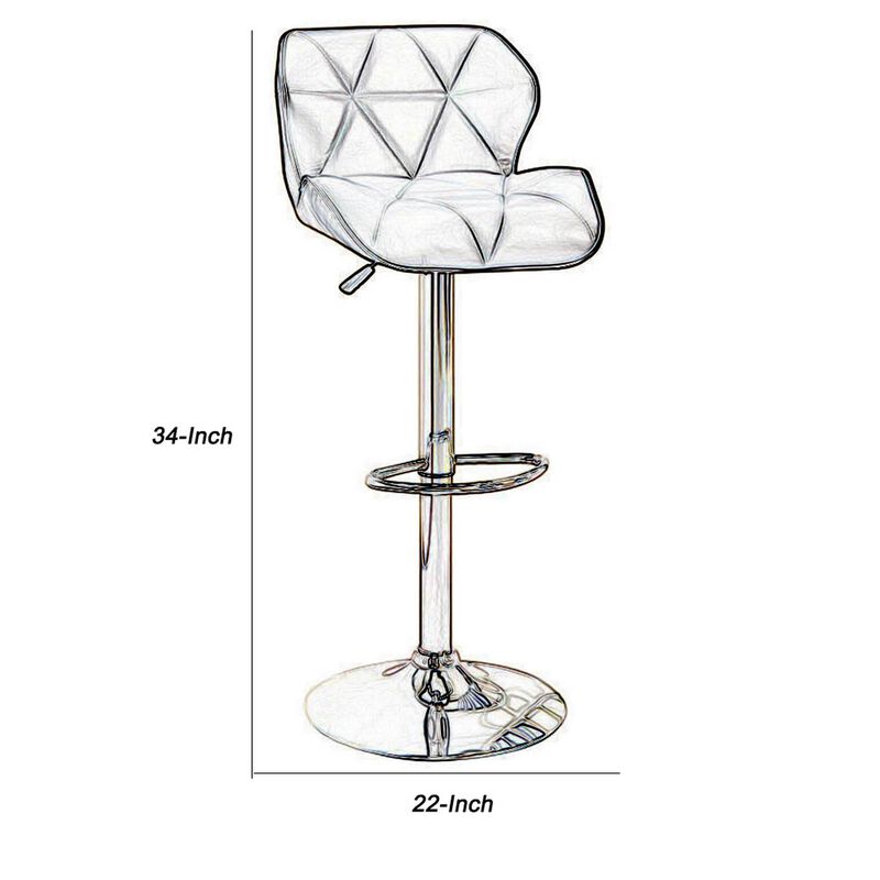 Barstool with Gaslight In Tufted Leather Dark Brown Set of 2