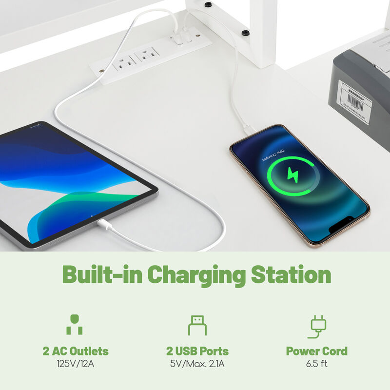 Computer Desk with Monitor Stand and File Drawer for Home Office or Study Room