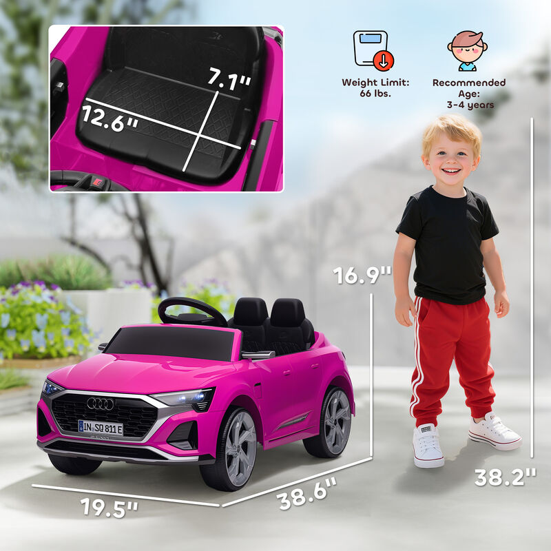 BreeBe Audi Q8 e-tron Sportback Licensed 12V Battery Powered Kids Electric Car w/ Spring Suspension, Soft Start image number 2