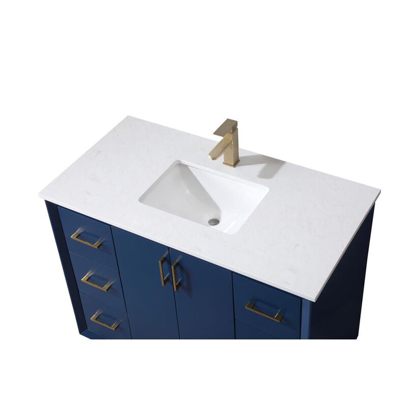 Elegant Kitchen and Bath 42 Inch SIngle Bathroom Vanity In Blue