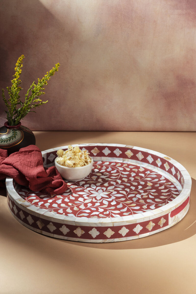 Jodhpur Mother of Pearl Decorative Tray - 18"