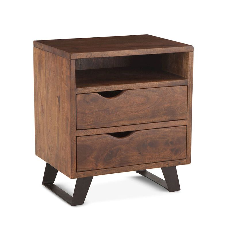 World Interiors Nottingham 23-Inch Acacia Wood Night Chest in Walnut Finish