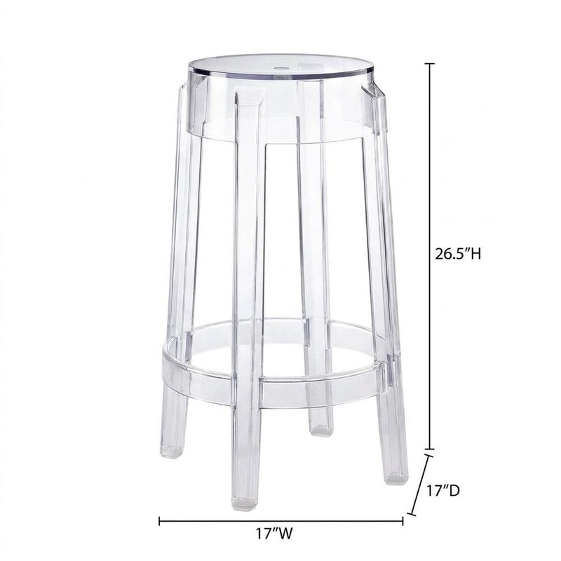 Acrylic Backless Counter Stool, Clear Color image number 2