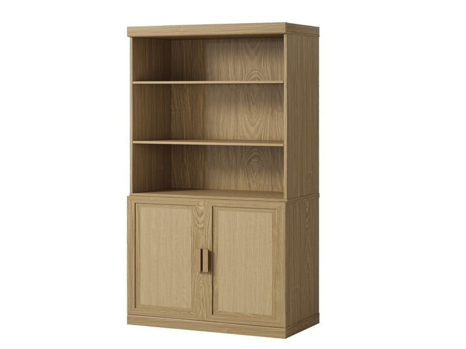 Modern Minimalist Wood Grain Decorative Storage Cabinet Combination Cabinet with 6 Shelves, Open Bookshelf Storage Cabinet