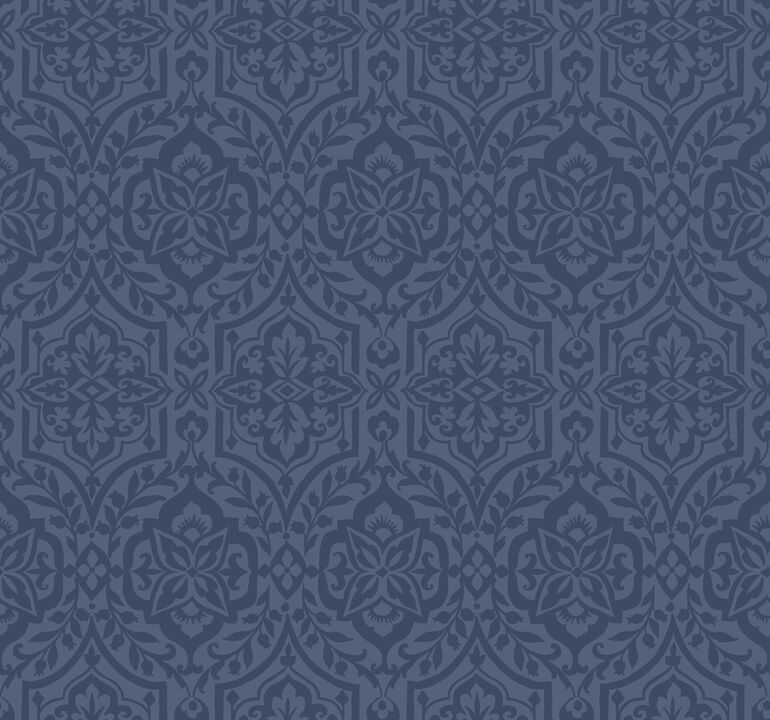 Cathedral Damask Blue Wallpaper