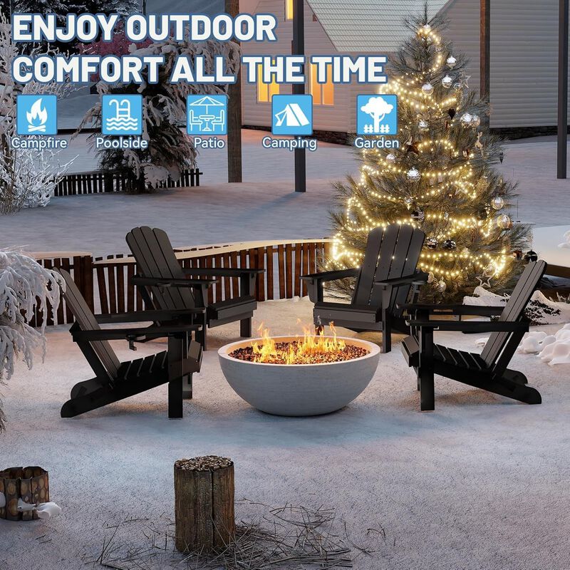 Hivvago Set of 2 Folding Adirondack Chairs with Cup Holders image number 3