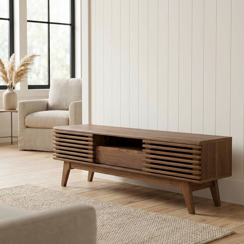 Wood TV Stand in Elegant Finish with Ample Storage Space image number 4