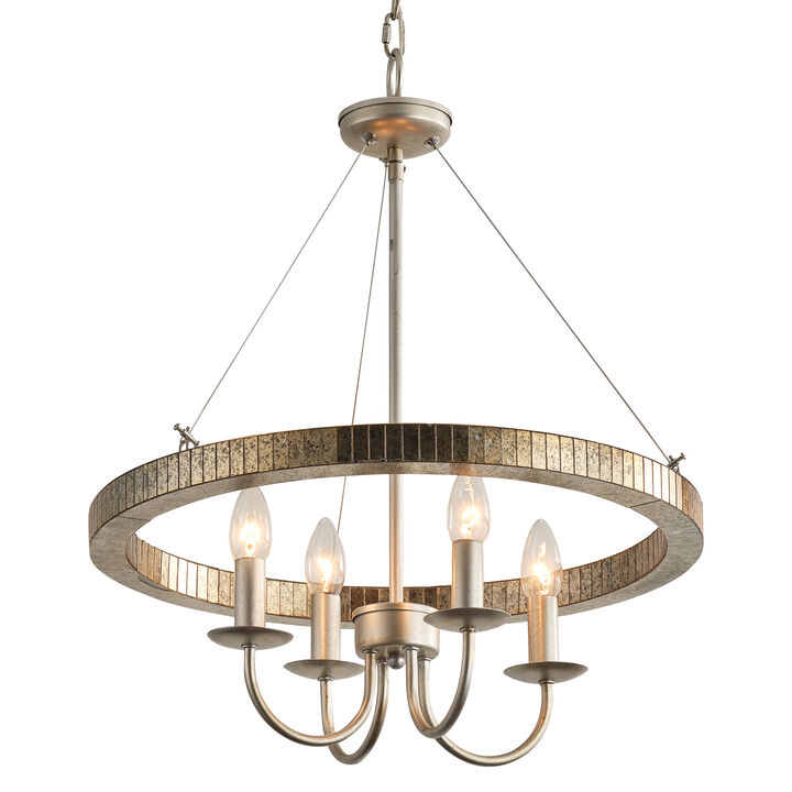4-Light Brushed Nickel Wagon Wheel Candle Chandelier