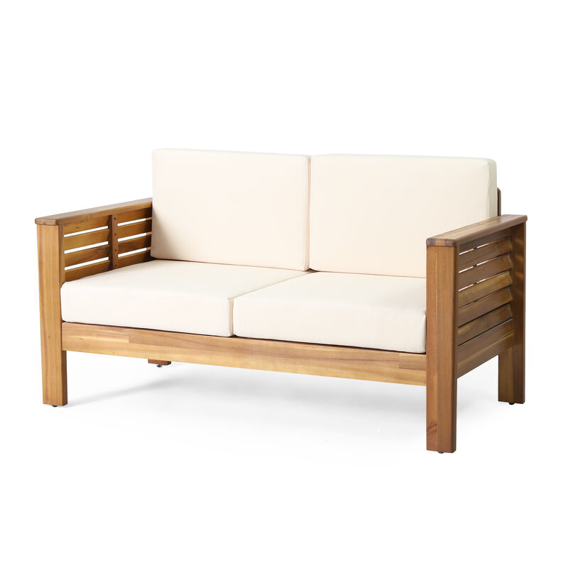 Merax Acacia Wood Loveseat and Coffee Table Set