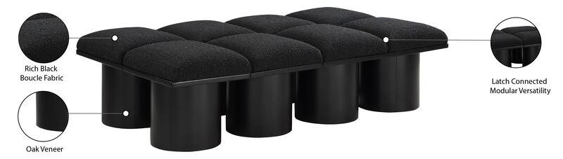 Meridian Furniture Pavilion Black Boucle Fabric Bench