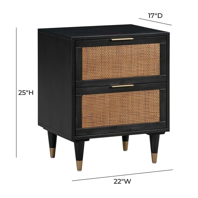 TOV Furniture Sierra 25" H Modern Wood Nightstand in Black/Antique Brass image number 2