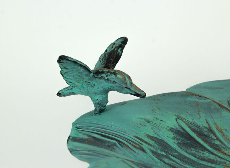 25 Inch Rustic Metal Bird Bath Outdoor Garden Verdigris Water Basin Yard Decor image number 2