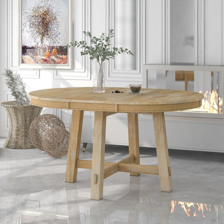 Hoswos Farmhouse Extendable Round Dining Table