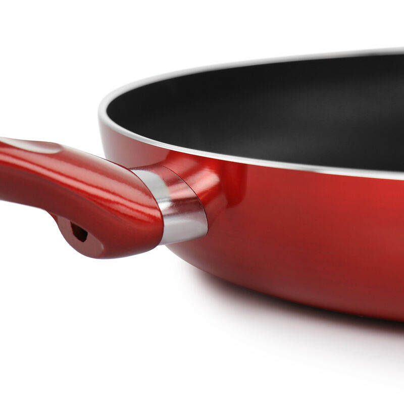 Better Chef 12in Silver Metallic Non Stick Gourmet Fry Pan in Red