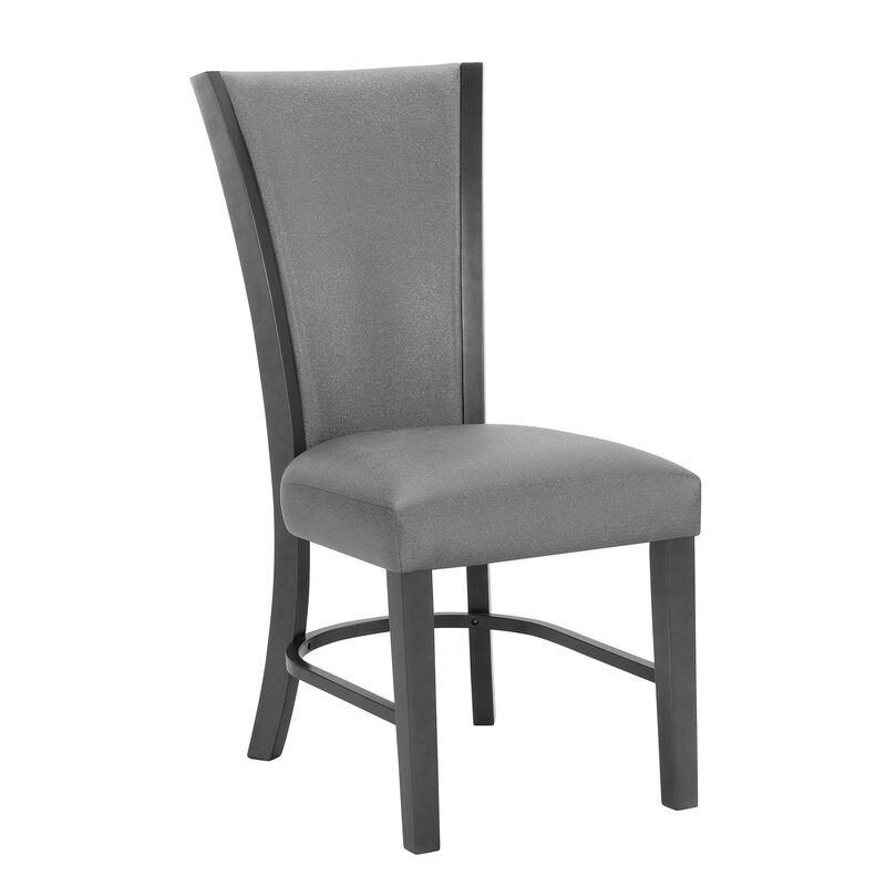 Brandon 24 Inch Side Chair Set of 2, Gray Fabric Upholstery, Curved Back - Benzara