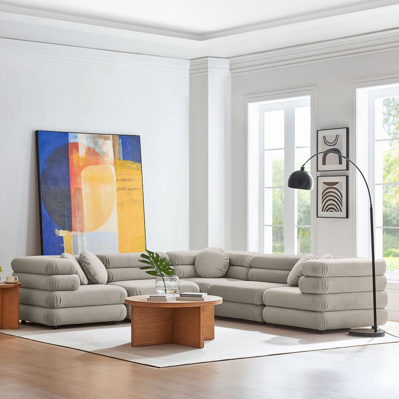Jubilee 5-Piece Modular Performance Velvet Sectional Sofa image number 9