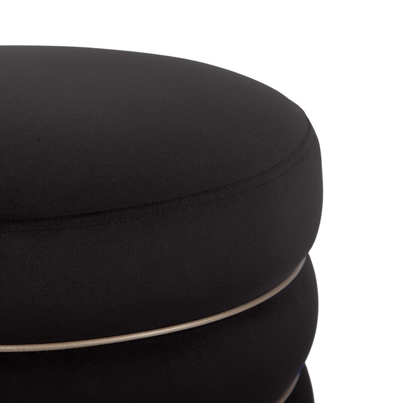 TOV Furniture Lakka Black Velvet Ottoman image number 3