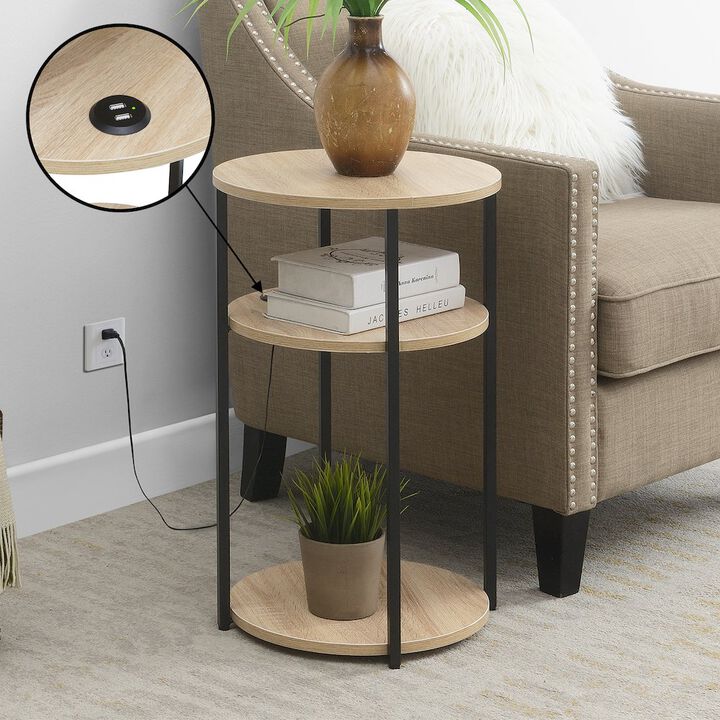 Convenience Concepts Designs2Go Simon 3 Tier End Table with USB Ports