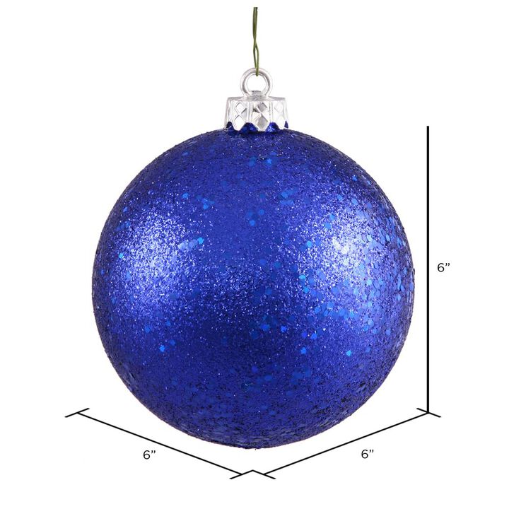 Vickerman 6" Cobalt Sequin Ball Ornament, 4 per Bag